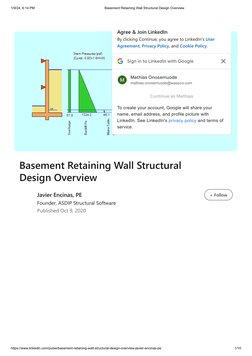1/9/24, 6:14 PM
Basement Retaining Wall Structural Design Overview
https://www.linkedin.com/pulse/basement-retaining-wall-str