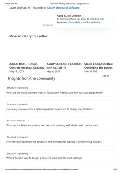 1/9/24, 6:14 PM
Basement Retaining Wall Structural Design Overview
https://www.linkedin.com/pulse/basement-retaining-wall-str