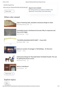 1/9/24, 6:14 PM
Basement Retaining Wall Structural Design Overview
https://www.linkedin.com/pulse/basement-retaining-wall-str