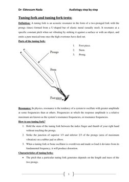 Dr- Ebtessam Nada                                       Audiology step by step 
 
1 
Tuning fork and tuning fork tests: 
Defi