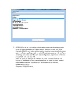 7. O OPCOM irá ler as informações relacionadas ao seu painel de instrumento, 
como pode ser observado na imagem abaixo. A