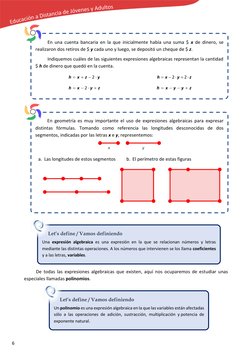 6 
 
 
 
De todas las expresiones algebraicas que existen, aquí nos ocuparemos de estudiar unas 
especiales llamadas polino