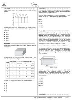 MAT. – 2º DIA ENEM MASTER – P1ENEM1U3 – 13/9/2023 – 2ª SÉRIE 
 
PÁGINA  7 
 2023- T2 
Questão 22 
 
A planificação de uma