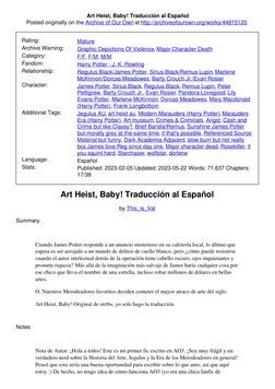 Art Heist, Baby! Traducción al Español
Posted originally on the Archive of Our Own (http://archiveofourown.org/) at http://ar