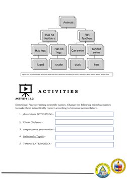 A C T I V I T I E S 
ACTIVITY 13.2. 
Directions: Practice writing scientific names. Change the follow
