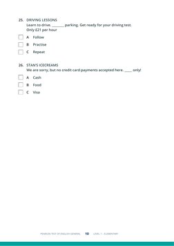 Pearson English Test Level 1 Practice | PDF