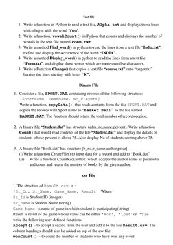 Class 12 Python File Handling Tasks | PDF