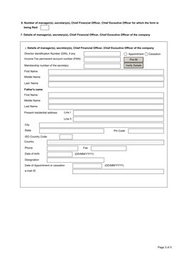 Page 3 of 5
6. Number of manager(s), secretary(s), Chief Financial Officer, Chief Exceutive Officer for which the form is
7.
