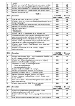 Web Technology Question Paper BCA 6th Sem | PDF | Html Element | Html