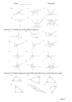 Grade 6 Angles and Lines Worksheet | PDF | Angle | Elementary Mathematics