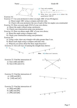 Grade 6 Angles and Lines Worksheet | PDF | Angle | Elementary Mathematics