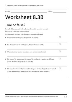 Grade 8 Rates of Reaction Worksheet | PDF | Reaction Rate | Chemical ...