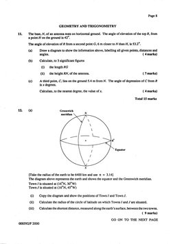 CSEC Mathematics June 2000 P2 | PDF | Equator | Angle