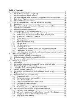 Table of Contents 
1 
Introduction to resistivity surveys ...................................................................