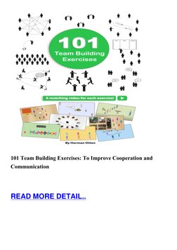 (http://livobook.com/?book=B08CMYCDJY)
101 Team Building Exercises: To Improve Cooperation and
Communication
 
 
 
READ MOR