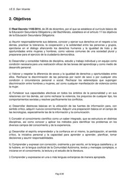 I.E.S. San Vicente
2. Objetivos
El Real Decreto 1105/2014, de 26 de diciembre, por el que se establece el currículo básico de