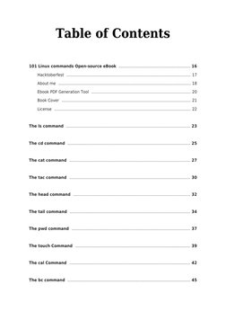 Table of Contents
101 Linux commands Open-source eBook 
16
 ............................................................ 
Hac