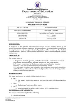 School Handbook Project Concept Note | PDF