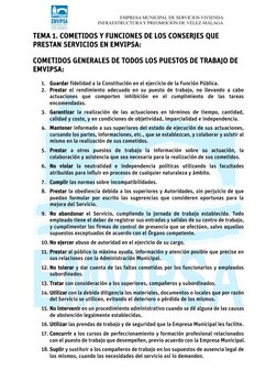 EMPRESA MUNICIPAL DE SERVICIOS VIVIENDA 
INFRAESTRUCTURA Y PREOMOCIÓN DE VÉLEZ-MÁLAGA 
TEMA 1. COMETIDOS Y FUNCIONES DE
