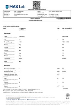 Urine Routine And Microscopy
Date
15/Jan/2023
11:27AM
Unit
Bio Ref Interval
Macroscopy
Colour
Visual Observation/ Automated
P