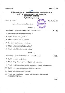 BCA Python Exam Paper 2023 | PDF | Python (Programming Language ...