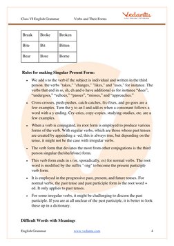 Verbs and Their Forms for Class 6 | PDF | Verb | English Grammar