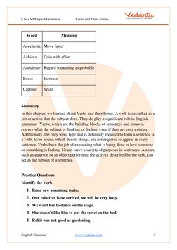 Verbs and Their Forms for Class 6 | PDF | Verb | English Grammar