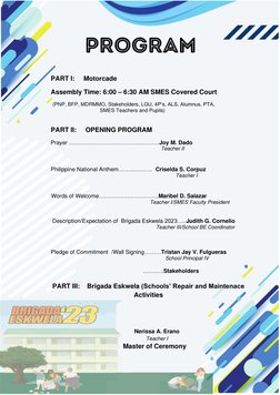 Brigada Eskwela 2023 Program Schedule | PDF