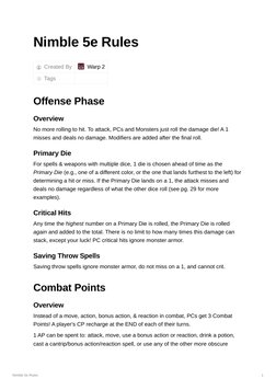 Nimble 5e Combat Rules Overview | PDF | D20 System | Role Playing Games