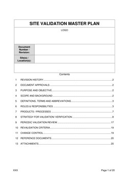 Site Validation Master Plan Overview | PDF | Verification And ...