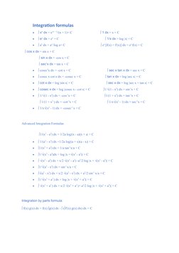 Ex Formula Integration Comprehensive Integration Formulas List | PDF