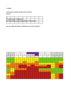 n del Metodo OWAS
unas 20 veces durante el periodo de tiem de 25 minutos
s de 50 kilogramos
Puntuación 2
por encima de los ho
