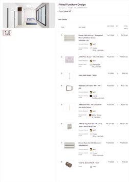 Fitted Furniture Design
By Livspace . CUSTOM_SKU_G_78254843S0001
₹1,47,864.00
Unit Details
S.NO.
UNIT NAME
UNIT PRICE
QTY
TOT