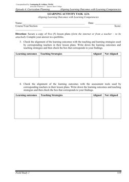 Aligning Learning Outcomes with Competencies | PDF | Curriculum | Learning