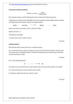 GCSE Moles Questions and Answers | PDF | Mole (Unit) | Chemistry