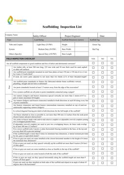 Scaffold Inspection Checklist Template | PDF | Scaffolding | Equipment