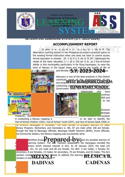 ALS Accomplishment Report 2023-2024 | PDF | Behavior Modification ...