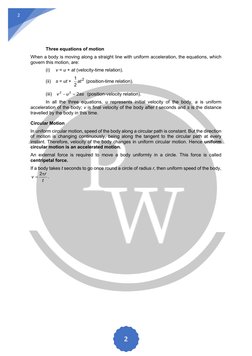 Class.              
2 
2 
 
 
 
 
 
Three equations of motion 
When a body is moving along a straight line with uniform acce