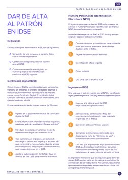 M A N U A L  D E  I D S E  P A R A  E M P R E S A S
6
P A R T E  5 :  D A R  D E  A L T A  A L  P A T R Ó N  E N  I D S E
DAR