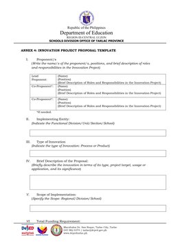 Republic of the Philippines
Department of Education
REGION III-CENTRAL LUZON
SCHOOLS DIVISION OFFICE OF TARLAC PROVINCE
ANNEX