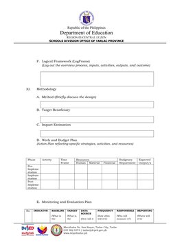 Republic of the Philippines
Department of Education
REGION III-CENTRAL LUZON
SCHOOLS DIVISION OFFICE OF TARLAC PROVINCE
F. Lo