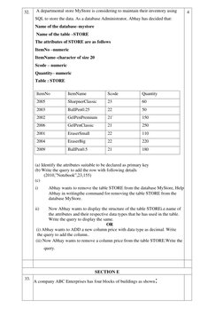 32. 
 A departmental store MyStore is considering to maintain their inventory using 
SQL to store the data. As a database A