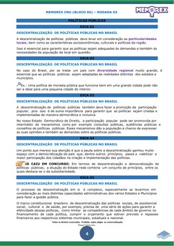 MEMOREX CNU (BLOCO 06) – RODADA 03 
Todos os direitos reservados.  Proibida  cópia, plágio  ou comercialização.   
Pensar Con