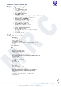 COMPUTER SYSTEMS SERVICING NCII 
 
Prepared by: MARK RENIER OLITA CAMILOZA 
Page8/15 
Step 6. Installing and Deploying Printe