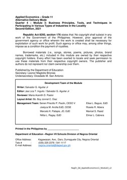 NegOr_Q4_AppliedEconomics11_Module3_v2 
Applied Economics – Grade 11 
Alternative Delivery Mode 
Quarter 4 – Module 3: Bu