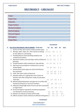 Mep Checklist.pdf M E P-Project-Checklist | PDF | Duct (Flow) | Plumbing