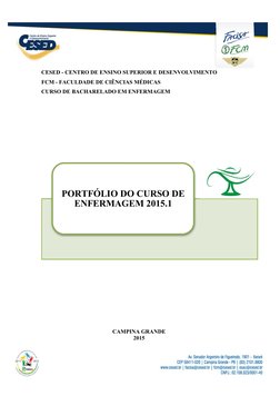 CESED - CENTRO DE ENSINO SUPERIOR E DESENVOLVIMENTO
FCM - FACULDADE DE CIÊNCIAS MÉDICAS
CURSO DE BACHARELADO EM ENFERMAGEM
