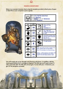 EXAMPLE ADVENTURER 
   
 
 
 
 
 
 
 
 
 
 
           
Below is an example character sheet using the template provided (
