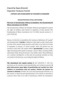 Child Custody Laws in Zimbabwe | PDF | Child Custody | Legal Guardian