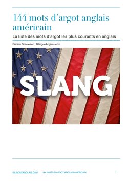 144 mots d’argot anglais 
américain 
La liste des mots d’argot les plus courants en anglais
Fabien Snauwaert, BilingueAnglais